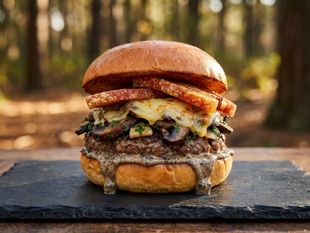 Centauro: 180 g de vaca Simmental madurada, lechugas, tomate, queso curado, cebolla…